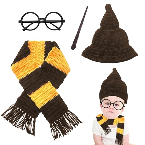MACULPER Halloween Hexenkostüm Baby Set Hexenkostüm Mädchen Junge mit Hexenhut,Zauberstab Hexen Kostüm Neugeborene Halloween Kostüm Baby für Cosplay Halloween Karneval Verkleidung Geburtstag Party von MACULPER