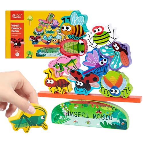 MACULPER Stapelspielzeug aus Holz, Sensorik Spielzeug Montessori Holzspielzeug ab 3 4 5 Jahren Montessori Spielzeug Balancieren Stapelspielzeug Geschenk für Mädchen Junge von MACULPER