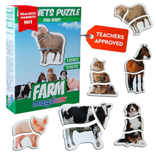 Magdum 6 Bauernhof MAGNETE KINDER PUZZLE ab 3 jahren - Magnete Kinder für magnettafel - Magnet spielzeug kinder -Magnetische Puzzle 3 jahre - Spielzeug ab 3 jahre -Lernspiele ab 3 jahre -Magnet Puzzle von magdum