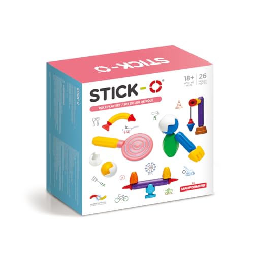 Stick-O Roleplay Magnetic Building Blocks Set. Funky, Chunky Pieces Ideal for Little Hands. Learn As They Play., Rainbow, 902005 von Stick-O