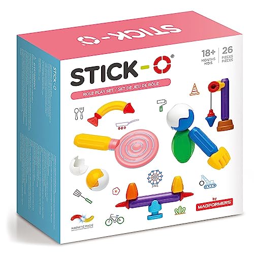 Stick-O Roleplay Magnetic Building Blocks Set. Funky, Chunky Pieces Ideal for Little Hands. Learn As They Play., Rainbow, 902005 von Stick-O