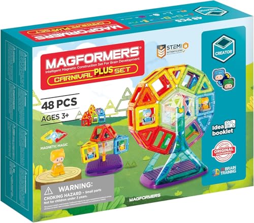 Magformers Carnival Plus 48-Piece Magnetic Construction Set. Makes Fairground Rides with Magnetic Pieces and Detachable Characters. STEM and Educational Toy., Carnival Plus Set 703016 von MAGFORMERS