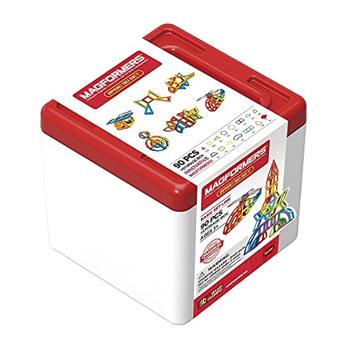 Magformers Large 90-Pieces Magnetic Building Blocks and Tiles with Stackable Storage Box. A Creative Magnetic Construction Toy with A Stong Maths Focus. Make a Giant Robot. von MAGFORMERS
