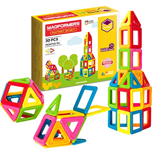 Magformers My First 30-Piece Magnetic Construction Set In Bright Solid Colours. Helps with Maths Learning and Makes Fun 3D Models, Multicolor von MAGFORMERS