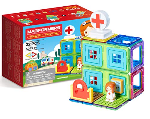 Magformers Town Hospital Magnetic Building Blocks With Nurse Character. STEM and Roleplay Toy. von MAGFORMERS