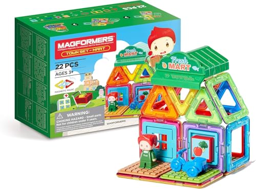 MAGFORMERS Town Minimarket Set. Magnetic Building Blocks Make Different Shops with Play Character. STEM Toy and Roleplay Toy for Creativity. von MAGFORMERS