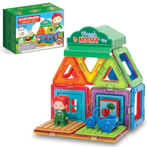 MAGFORMERS Town Minimarket Set. Magnetic Building Blocks Make Different Shops with Play Character. STEM Toy and Roleplay Toy for Creativity. von MAGFORMERS