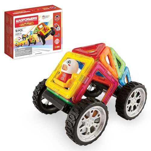 Magformers Wow Plus Magnetic Building Blocks Toy. Makes 30 Different Cars with Detachable Race Driver. STEM Toy with 18 Pieces., 70702 von MAGFORMERS