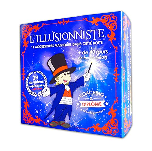 MAGIC SECRET - Magie-Set für Kinder (5 Jahre und +) – Der Illusionist – Lernen + 45 professionelle Zaubertricks – 88 Videos (App iOS & Android) + 11 Zubehör + Coaching von einem Magier Pro von MAGIC SECRET