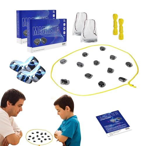 2X Magnetschach. Magnetisches Schachspiel. Magnetschach. Tischmagnetspiel. Brettspiel mit Seil und 20 Magnetsteinen für Kinder und Erwachsene. Lernspiel für Geschicklichkeit, Geschicklichkeit, Logik. von MAGIC SELECT