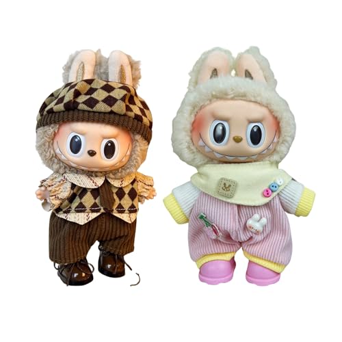 MAGIC SELECT 2-Teilige Puppenkleidung, Kompatibel mit Labubu 17 cm Plüsch. 2 Sets mit Kleidung und Accessoires. (Plüsch Nicht Enthalten). von MAGIC SELECT