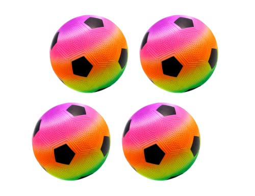 MAGIC SELECT 4X PVC-Spielzeugbälle für Kinder. Aufblasbarer Fußball mit Regenbogen. Weicher Ball für Kinder. Ball zum Spielen am Strand, Park, Pool, Urlaub. (23 cm) von MAGIC SELECT