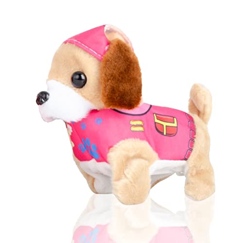 MAGIC SELECT Elektronischer Spielzeughund, der Bellt und Rennt. Fliegerhund mit Rosa Anzug. Elektrisches Haustier für Kinder. (AA-Batterien Nicht im Lieferumfang enthalten) von MAGIC SELECT
