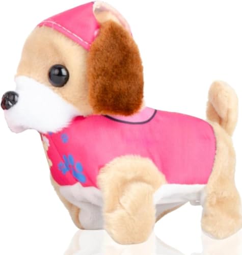 MAGIC SELECT Elektronischer Spielzeughund, der Bellt und Rennt. Fliegerhund mit Rosa Anzug. Elektrisches Haustier für Kinder. (AA-Batterien Nicht im Lieferumfang enthalten) von MAGIC SELECT