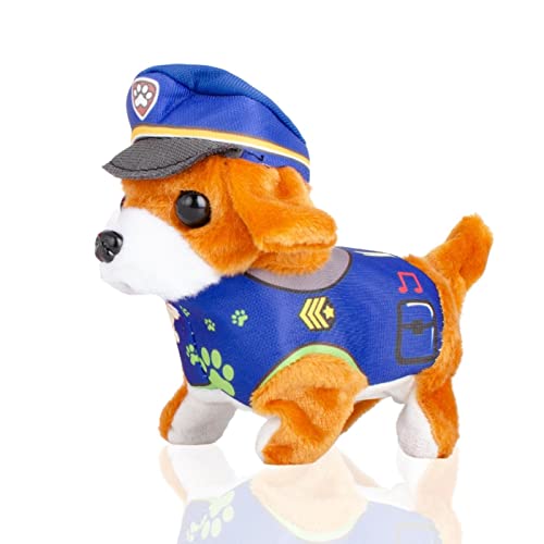 MAGIC SELECT Elektronischer Spielzeughund, der Bellt und Rennt. Polizeihund in Einem Blauen Anzug. Elektrisches Haustier für Kinder. (AA-Batterien Nicht im Lieferumfang enthalten) von MAGIC SELECT