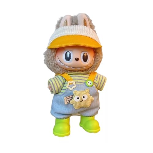 MAGIC SELECT Puppenkleidung Kompatibel mit Labubu 17 cm Plüsch. Kleidungs- und Zubehörset, Jeansoverall und Visier (Plüsch Nicht Enthalten). von MAGIC SELECT