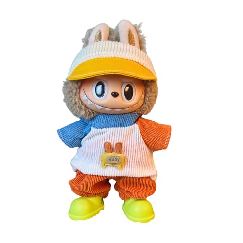 MAGIC SELECT Puppenkleidung Kompatibel mit Labubu 17 cm Plüsch. Kleidungs- und Zubehörset, T-Shirt, Hose und Visier (Plüsch Nicht Enthalten). von MAGIC SELECT