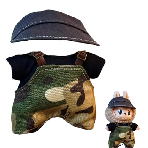 MAGIC SELECT Puppenkleidung Kompatibel mit Labubu 17 cm Plüsch. Kleidungs- und Zubehörset, T-Shirt, Tarnoverall und Schwarzes Visier (Plüsch Nicht Enthalten). von MAGIC SELECT