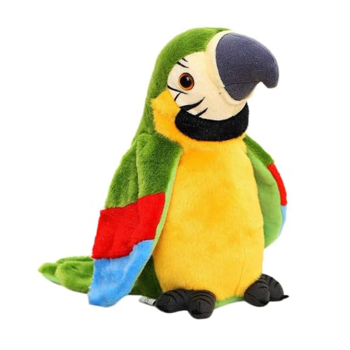 MAGIC SELECT Sprechender Plüschpapagei, der Geräusche und Lieder in verschiedenen Sprachen wiederholt. Interaktives Spielzeug, Geschenk für Kinder und Babys. USB-Akku. von MAGIC SELECT