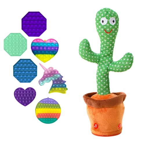 MAGIC SELECT Tanzender Kaktus + Sinnesspielzeug, Sprechendes Plüschtier, Tanzendes Spielzeug, das Ihre Stimme nachahmt, mit 120 Liedern, Geschenke für Kinder von MAGIC SELECT