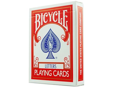 MAGICAPLANET Bicycle Letters Rouge Playing Cards, Spiel mit 56 Karten mit Buchstaben und Symbolen, 17 Gaff-Karten, Tutorial inklusive von MAGICAPLANET