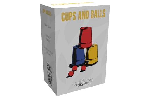 MAGICAPLANET Magische Becher mit Muskatn, klassischer Zauberturm, Set mit 3 Bechern (Blau, Rot, Gelb) und 4 Muskatnuss 6 cm x 5 cm, Kunststoff von MAGICAPLANET
