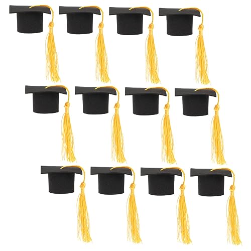 12St Gradverzierung Stift kleine Hundeabschlusshüte Kappe abschlussgeschenk party sachen Kuchen dekoration abschluss glückwunsch abholen Dekore für Abschlusstorten Polyester Yellow MAGICLULU von MAGICLULU