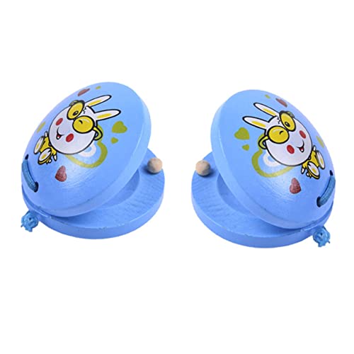 MAGICLULU 1 Paar Holz Percussion für Musikinstrumente mit Cartoon Rabbit Design Frühe Musikalische Bildungshilfen Geeignet für Kleinkinder Blau Stimuliert die Sensorische und Musikalische von MAGICLULU