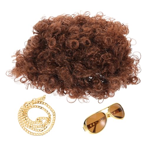 MAGICLULU 1 Satz Disco Kostümset für Herren Jahre Perücke Große Sonnenbrille und Goldene Kette Party Zubehör für Unvergessliche Disco Events Stilvolle Accessoires für Cosplay und MAGICLULU 1 Satz Disco Kostümset für Herren Jahre Perücke Große Sonnenbrille und Goldene Kette Party Zubehör für Unvergessliche Disco Events Stilvolle Accessoires für Cosplay und von MAGICLULU