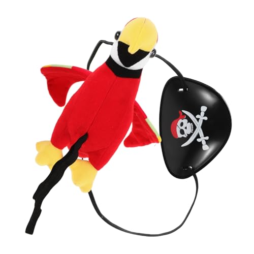 MAGICLULU 1 Satz Halloween-Piratenkostüm Masken Bausätze Mantel Stirnband Frosch gefälscht Ara Halloween Dekoration Piraten augenklappe Cosplay-Zubehör ausgestopftes Vogelmodell Plüsch Black von MAGICLULU