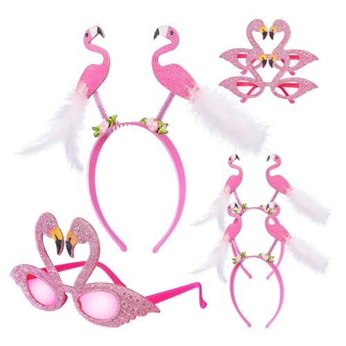 MAGICLULU 1 Satz Hawaii-Party-Outfit lustige Stirnbänder Hawaii-Party-Stirnband kunststoff plastiktisch Kleidung Gläser Haarschmuck Flamingo-Stirnband Modellieren dekorativer Spiegel Pack von MAGICLULU
