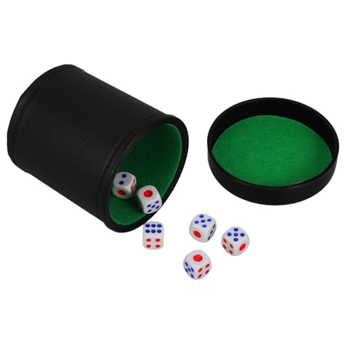 MAGICLULU Kompakter Würfelbecher Mit Tablett Geräuscharmer Kunstleder-würfelbecher Schüttelwürfelbecher Für Partyspielzubehör Kleine Für Würfelspiele von MAGICLULU