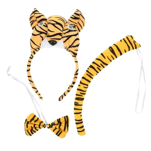 MAGICLULU 1 Satz Tiger Kostümset für Halloween Teiliges Cosplay mit Haarreif Fliege für Kostümpartys Bühnenaufführungen Thematische Veranstaltungen von MAGICLULU