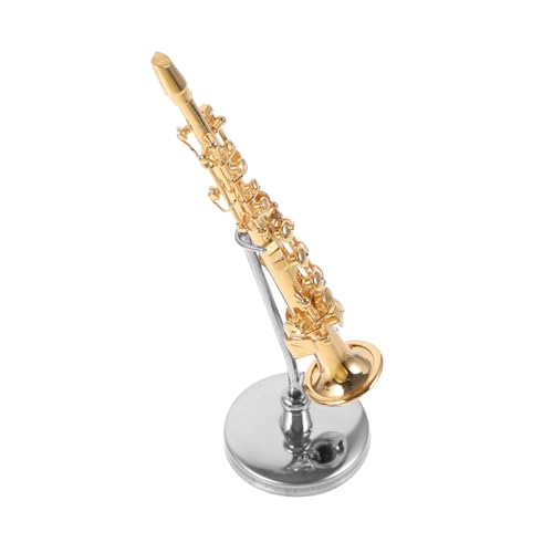 MAGICLULU Landschaftsbau-Saxophon-Spielzeug Mini-Saxophon-Modell Mit Ständer Musikinstrument-Modell-Dekoration von MAGICLULU