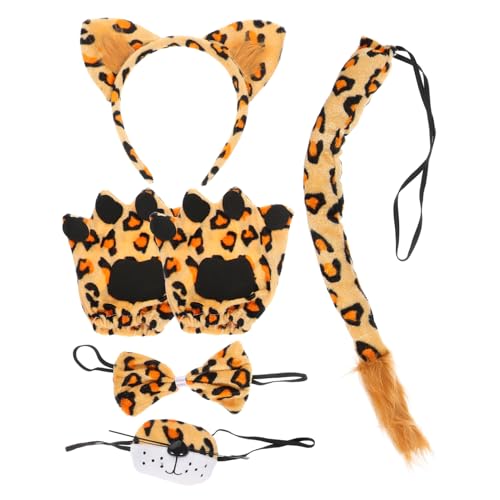 MAGICLULU 1 Set Leoparden Kostüme Tier Ohr Haarreif Tier Nase Fliege Und Handschuhe Kostü Zubehör Für Karneval Halloween Und Kostümpartys MAGICLULU 1 Set Leoparden Kostüme Tier Ohr Haarreif Tier Nase Fliege Und Handschuhe Kostü Zubehör Für Karneval Halloween Und Kostümpartys von MAGICLULU
