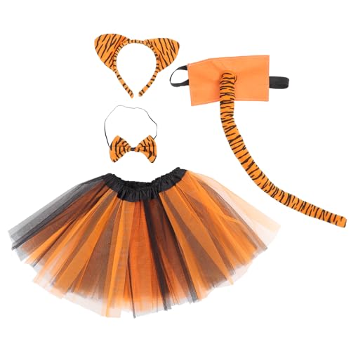 MAGICLULU 1 Set Tiger-Kostüm-Set Halloween-Tiger-Tier-Kostüm-Set Tierkostüm -Ohr-Stirnband Fliege Tutu-Rock Für Halloween-Cosplay-Party von MAGICLULU