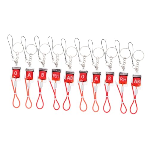 MAGICLULU 10 Stück Halloween Schlüsselanhänger Blutgruppen Design Robuste Taschen Charms Auffällige Partydeko Passend zu Halloween und Geburtstagspartys und Vielseitig von MAGICLULU