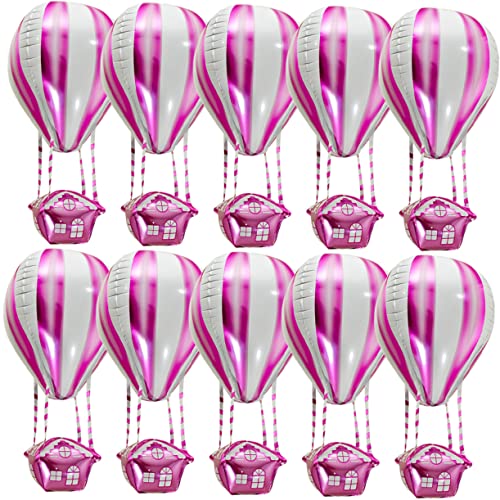 MAGICLULU 10 Stück Heißluftballon UV wiederverwendbar Party Weiß Und geburtstagsdeko kindergeburtstags dekoration Geburtstagsfeier Ballon dekorativer Luftballon Aluminiumfolie Rosa von MAGICLULU