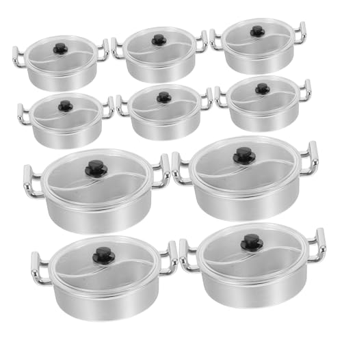MAGICLULU 10 Stück Mini -Simulation Hotpot Puppenhaus-Küchenzubehör Küchensimulationstöpfe Küche Miniherde Puppenhaus Hot Pot Ornamente Mini-Herde Mini-Haus-Mini-Kochgeschirr Plastik Silber von MAGICLULU