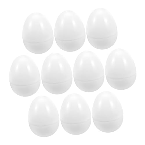 MAGICLULU 10 Stück Ostereier Leere Eier Spiel mit Plastikeiern Spielzeugeier Plastikeier befüllbar Plastikeier für Ei-Ornamente Halloween-Eier aus Kunststoff befüllbar Weiß von MAGICLULU
