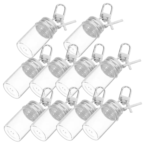 MAGICLULU 10 Stück Teiliges Mini glasflaschen Schlüsselanhänger Klare Wunschflaschen aus Transparentem Glas Inkl Kreuzanhänger für DIY Bastelprojekte Hochzeiten Geburtstage und Dekorative von MAGICLULU