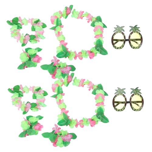 MAGICLULU 10 Stück Teiliges Set mit Hawaiianischem Blumenkranz und Ananas Sonnenbrille für Strandpartys und Luau Dekorationen Stilvolles Outfit mit Grünem Blattdesign MAGICLULU 10 Stück Teiliges Set mit Hawaiianischem Blumenkranz und Ananas Sonnenbrille für Strandpartys und Luau Dekorationen Stilvolles Outfit mit Grünem Blattdesign von MAGICLULU