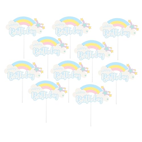 MAGICLULU 10 Stück Wolken Regenbogen Karte Regenbogen Stern Kuchen Ornamente Dekorative Geburtstagskuchen Topper Geburtstagskuchen Topper Ornamente Kuchendekoration Für Geburtstag von MAGICLULU
