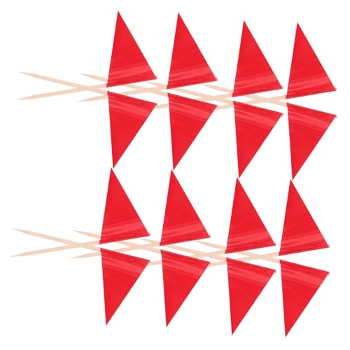 MAGICLULU 100 Stück Rote Zahnstocher Flaggen Dreieckig Mini Food Markierungsflags Cupcake Topper für Hochzeit Party Diy Dekorationen zum Kennzeichnen von Käse Obst und Desserts von MAGICLULU