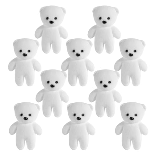 MAGICLULU 10St Blasenbär Materielles Zubehör Kletterspielzeug Mini-Dekoration Hase Schlüsselanhänger DIY Bastelmaterial Blumen Dekoration Mini-Harzbären ausgestopfte Bären Masse Schaum Weiß von MAGICLULU