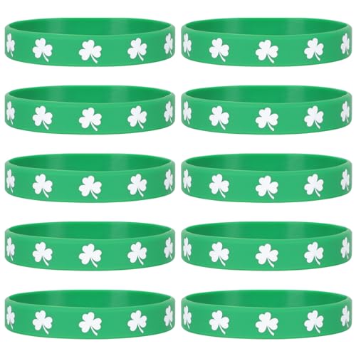 MAGICLULU 10Stk. Patrick's Day Kleeblatt-Armbänder Silikonarmbänder Armbänder Für Irische Veranstaltungen Partygeschenk von MAGICLULU
