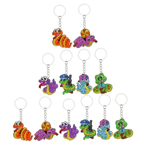 MAGICLULU 12 Stück Cartoon-schlangen-schlüsselanhänger Zubehör Kette Party Reiz Geburtstag Lustig Tiere Schlüsselbund Charme Klein Geldbörse Schlüsselanhänger Metallschlüsselung Pvc von MAGICLULU