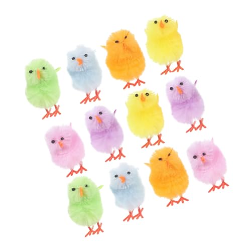 MAGICLULU 12 Stück Plüschküken Mini Küken Osterküken Flauschiges Mini Gelbhuhn Osterküken Anhänger Küken Kuscheltier Kuschelhuhn Süße Kuscheltiere Hasen Aus Samt von MAGICLULU