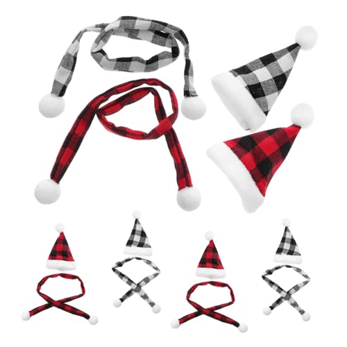 MAGICLULU 12 Stück Teiliges Mini Weihnachtsmützen Schal-set Kariert Vielseitig Einsetzbar für DIY Bastelarbeiten Niedliche Santa Hüte Wiederverwendbar Festliche Weihnachtsdekoration für von MAGICLULU
