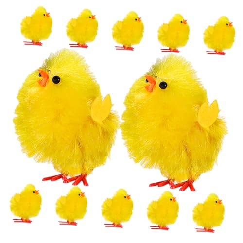 MAGICLULU Osterdekorationen Eier Mini 12 Stück Kunststoff Huhn Spielzeug Küken Tischfigur Osterküken Ornamente Für Partybedarf von MAGICLULU
